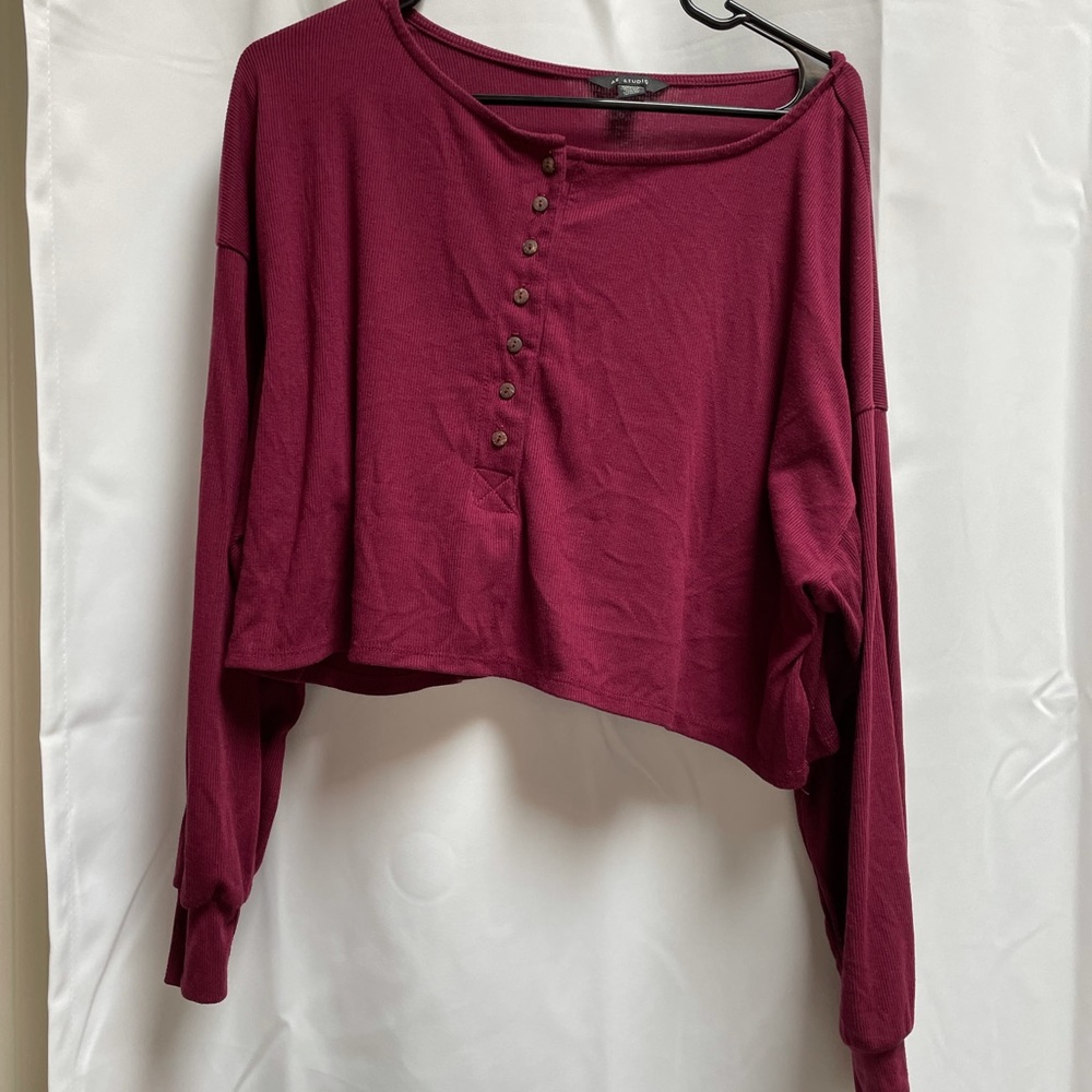 Maroon American Eagle Henley Top
